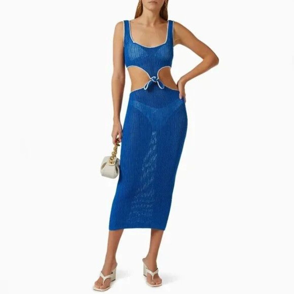 Solid & Striped The Bailey Midi Dress with Tie - Chunky Mesh Size M  NWT $218